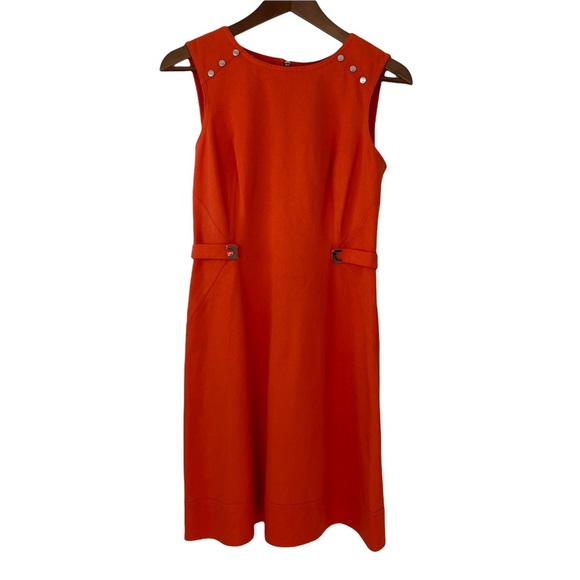 New Julia Jordan Orange Structured Halter Pencil Dress Sz 4 Zip In The Back. - Picture 4 of 15